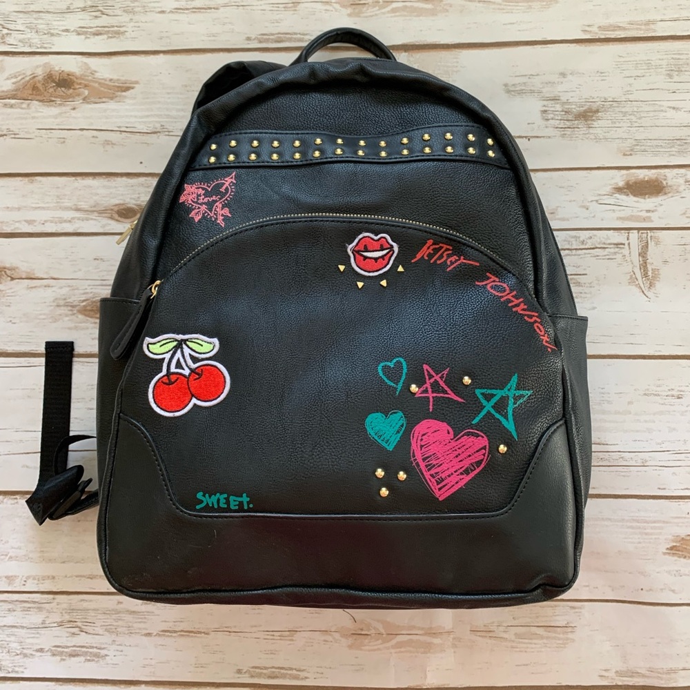 Betsy Johnson Black Studded Backpack